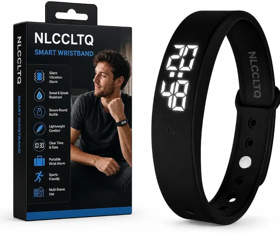 Vibrating Alarm Wristband Silent Clock for Heavy Sleepers Wake up Wrist Bracelet Deaf People Smart Digital Watch Men Work Out Wearable Shock Sleep Apnea Devices Battery Travel with Woman