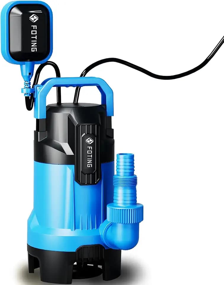 FOTING Schmutzwassertauchpumpe 900 W, 28.000 l/h, Förderhöhe bis 11 m, Eintauchtiefe bis 7 m, mit Schwimmerschalter, für Pool, Keller und Entwässerung