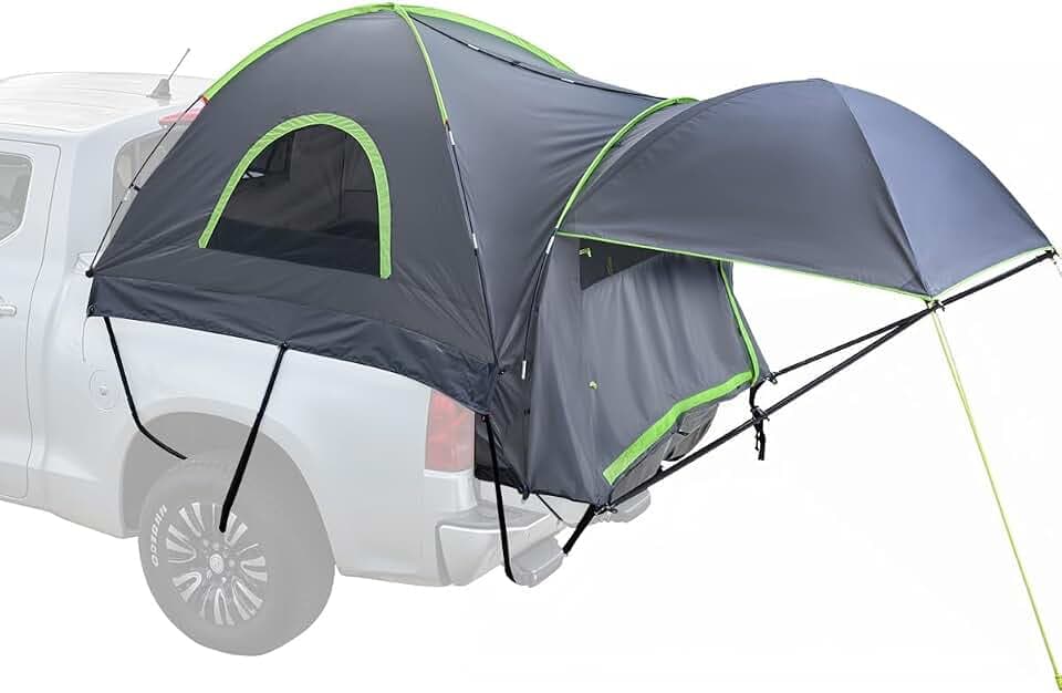 VEVOR Pickup Truck Zelt, Passt 1.5-2.5m LKW Zelte für Camping, Wasserdicht PU2000mm 2-3 Personen Schlafen LKW Bett Zelt, Stabile LKW Bett Camper Shell mit Erweiterbarer Markise, Regenfliege