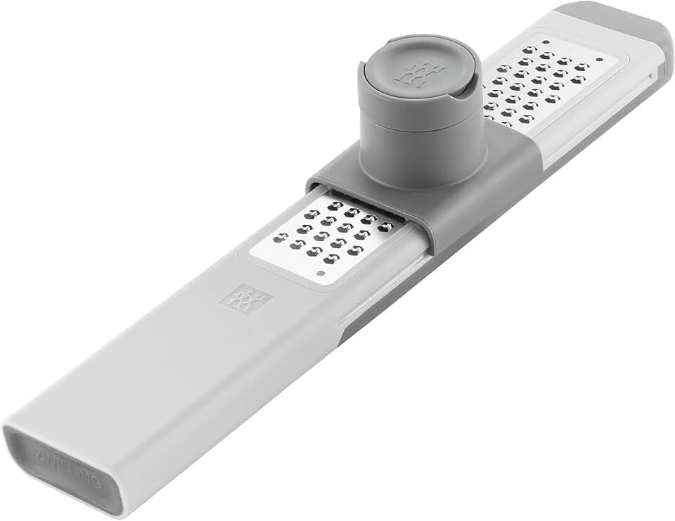 ZWILLING Z-Cut Feine Reibe 3-in-1, Reibe, schnellere Reibtechnik, Fingerschutz, Lebensmittelhalter, Frischhalteschale, Zester