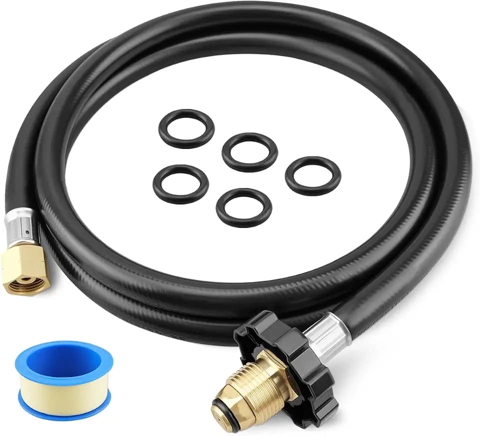 Propane Torch Hose 6 Ft Fit for Lawn Gardens Industries Farms Courtyards and Buildings, Brass POL Connector G3/8-Inch Left-Hand Internal Thread Interface with O-Ring Seal
