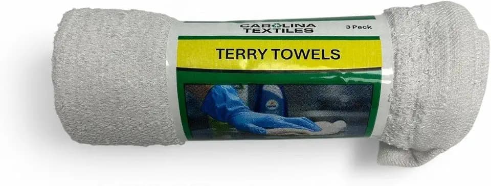 Case of 40 Rolls (120 Towels) White Cotton Terry Bar Mop Towels 16 x 19-100% Cotton, Hemmed, Machine Washable, Absorbent Towels for Kitchen, Bar, Restaurant and Cleaning