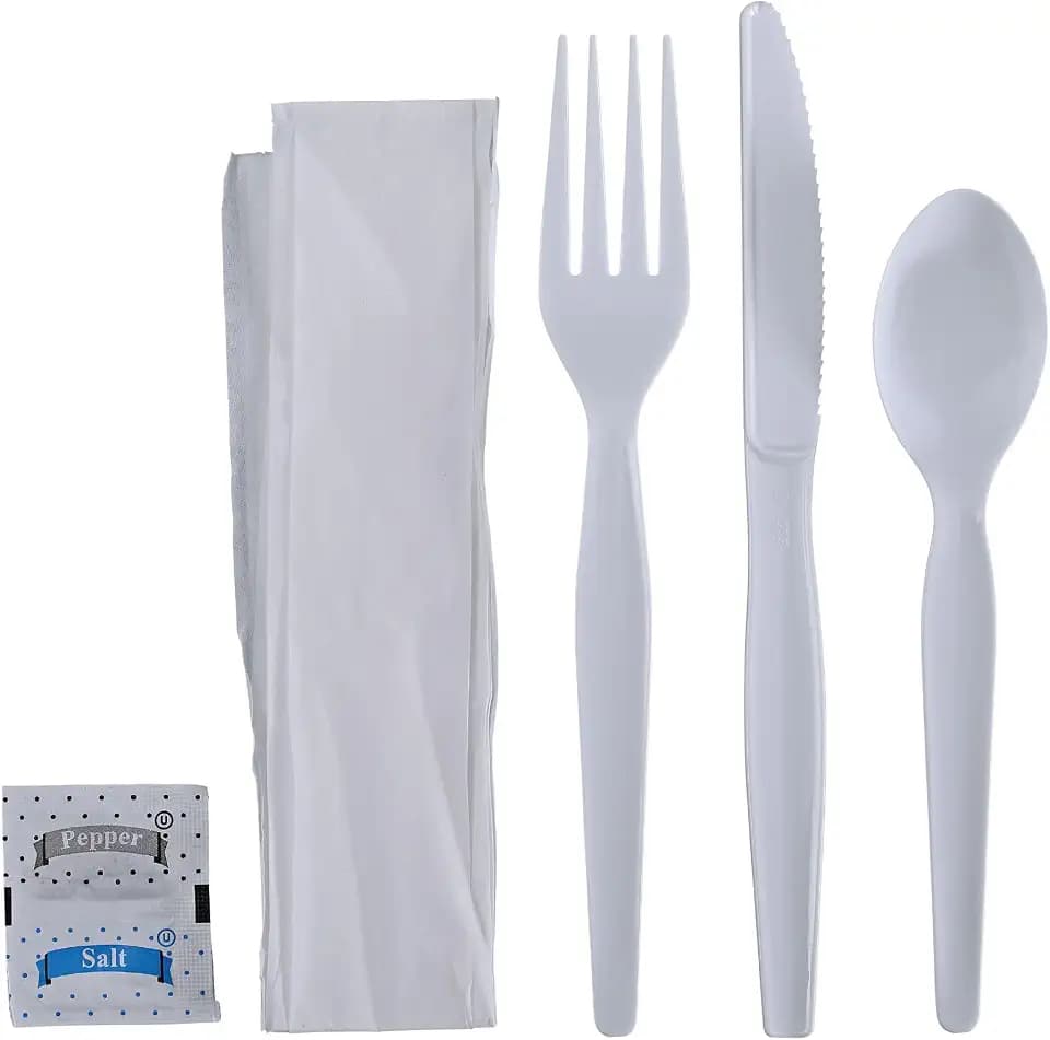 Boardwalk Six-Piece Cutlery Kit, 250 Count, White, Heavyweight, Plastic