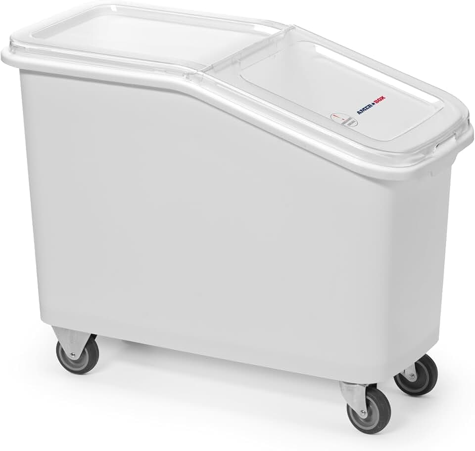 HENDI Vorratsbehälter, Amerbox, auf Gummirollen, für Aufbewahren und Transportieren von Lebensmitteln, mit Schaufel, Aufbewahrungsbox, Lebensmittel-Trolley, 62L, 345x720x(H) 570mm, Polypropylen