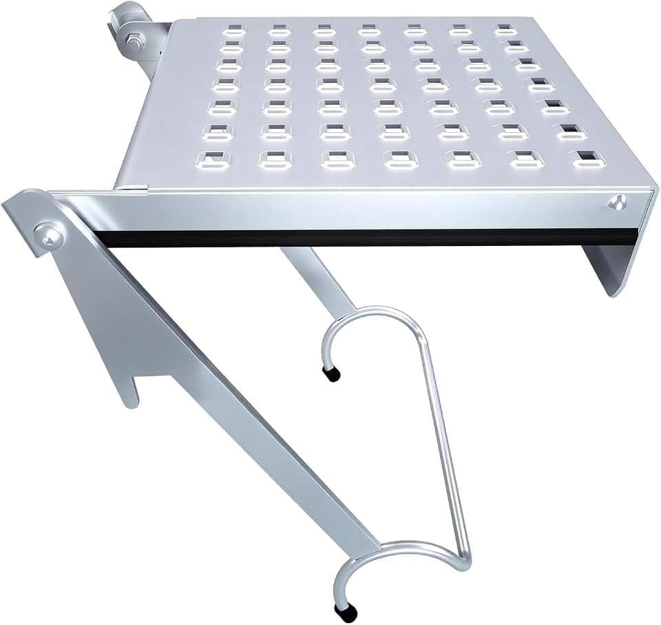 Ladder Work Platform, Anti-Slip Ladder Accessory for Multi-Position ladders, Tool Tray Accessory with Perforated Design,Aluminum, 375 lbs Weight Rating, (Q5750000C)