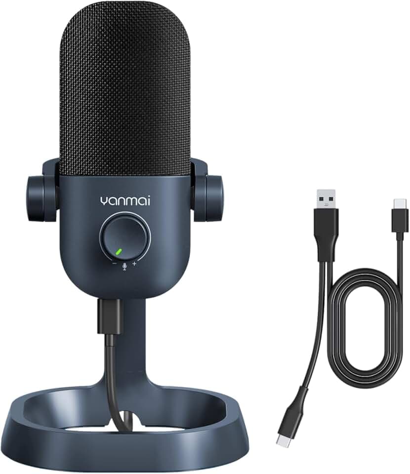 USB Microphone for PC, Plug & Play Cardioid Condenser Mic, DarkBlue