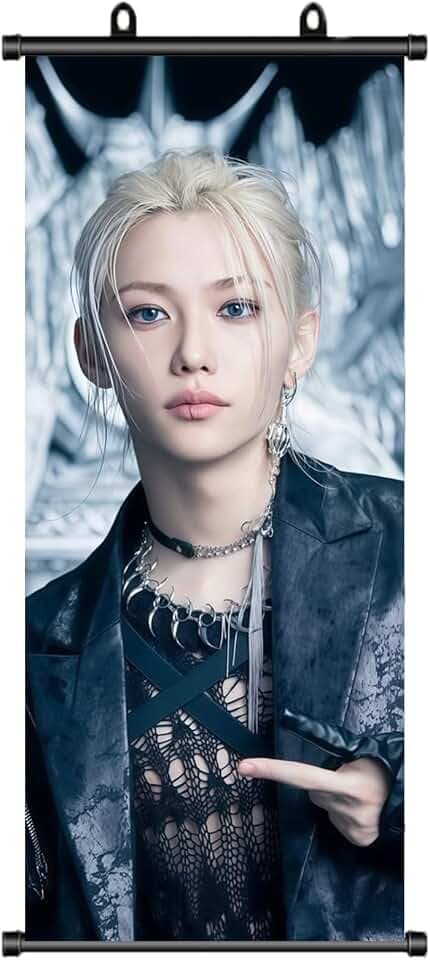 Stray Kids Poster,Stray Kids Felix Rollbild, StrayKids Fanartikel,StrayKids Felix Scroll Poster,Geburtstag Deko,Stoff für Wanddekoration, 70 * 30cm
