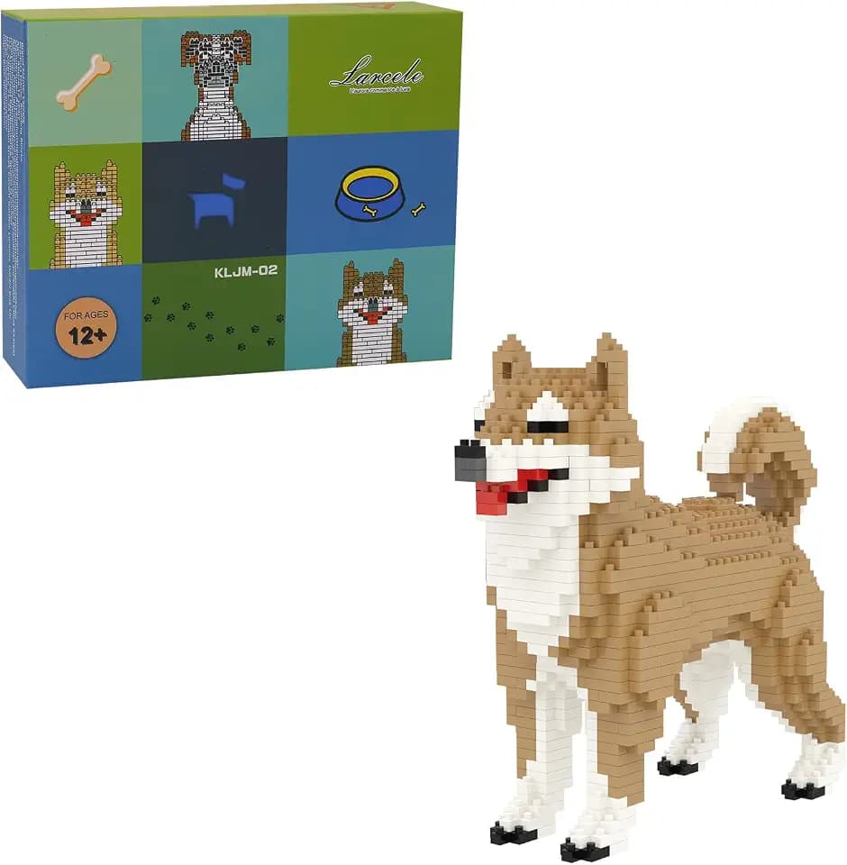 Larcele 814 Pcs Male Shiba Inu Dog Pet Micro Blocks Toy for Kids 8+ KLJM-02