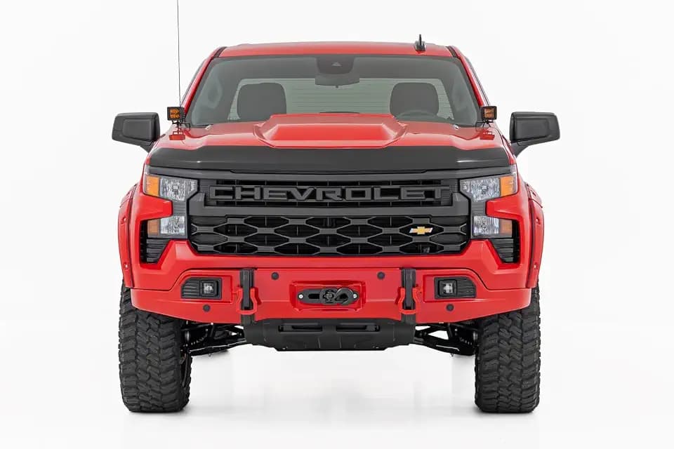 Rough Country Hood Protector for Chevy Silverado 1500 (2019-2026) – High-Density Thermoplastic, No-Drill 3M Install, Flat Black