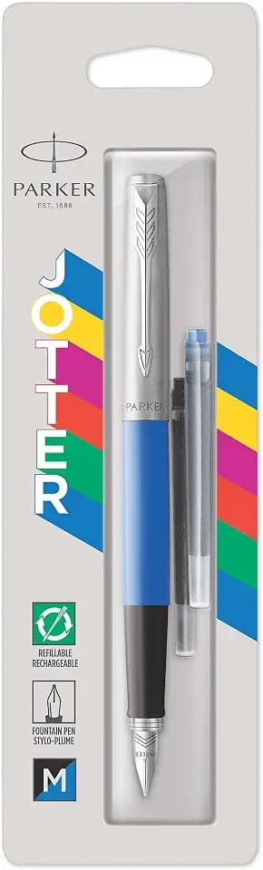 PARKER Jotter ORIGINALS Füllfederhalter in Klassischem Blau, Federstärke M, Blaue und Schwarze Tinte