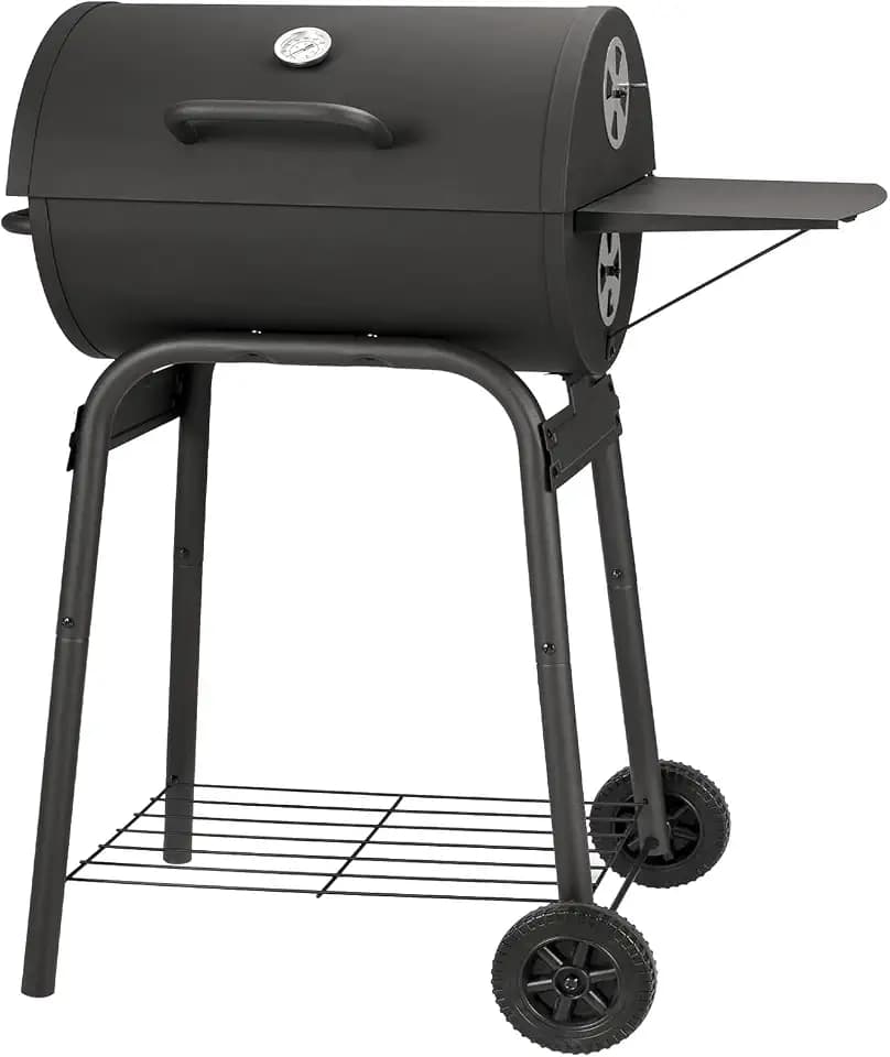 Kendane Barrel Charcoal Grill, Large Charcoal Grills with Side Shelf