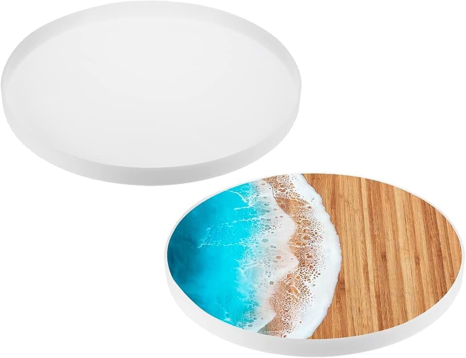HARFINGTON 19.7" Charcuterie Board Resin Silicone Mold Tray Epoxy Mould Cutting Board Coffee Table for DIY Art Home Decoration (Round)