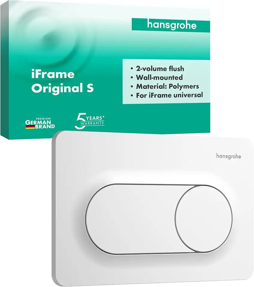 hansgrohe iFrame Original S - Drückerplatte, Betätigungsplatte WC für 2-Mengen-Spülung, für hansgrohe iFrame Unterputzspülkasten, Mattweiß, 66002700