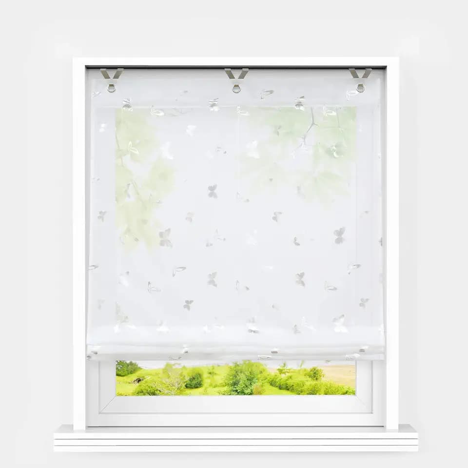 Heichkell Raffrollo mit Ösen, Gardine Küche Glänzende, Weiß BxH 80x130 cm