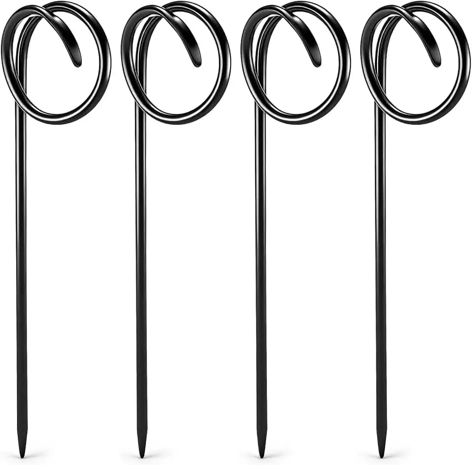 4 Pcs Garden Hose Guide Spike 14 Inch Heavy Duty Metal Hose Support Spike Iron Decorative Garden Stakes Protector to Keeps Flower Beds Plant Yard Lawn