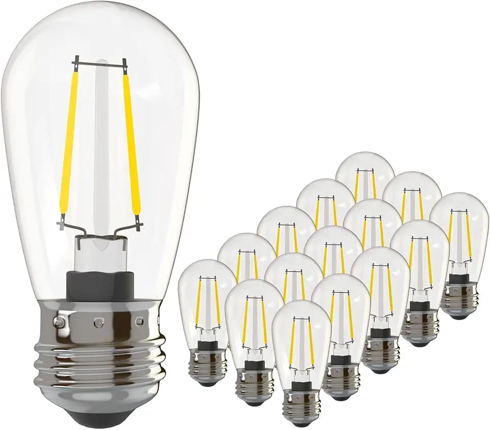 Banord 15 Pack 2W S14 LED Bulbs, 2700K Warm White