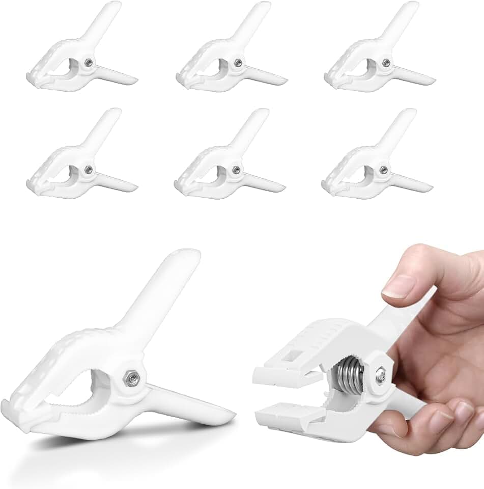 EMART 6 Pack Heavy Duty Spring Clamps 4.5 inch Plastic White Backdrop Clips