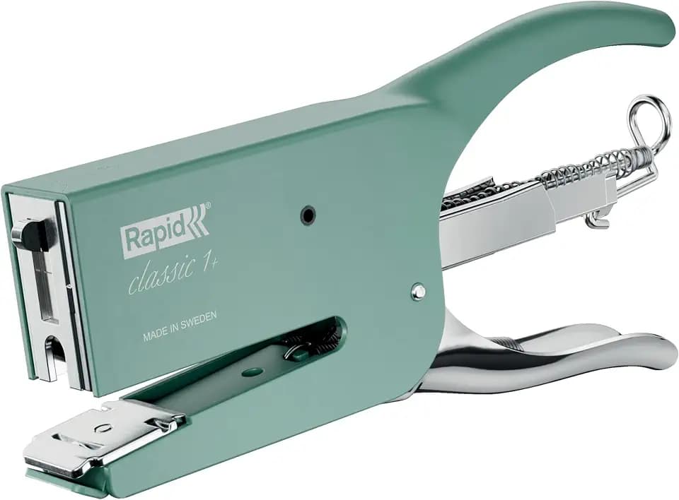 Rapid Classic K1+ Heftzange – Kapazität für 50 Blatt, für Heftklammern 26/6 & 26/8+, einstellbarer Amboss & Rücklademechanismus, ClimatePartner-zertifiziert, Büro, Zuhause, Einzelhandel, Grün, 5001758