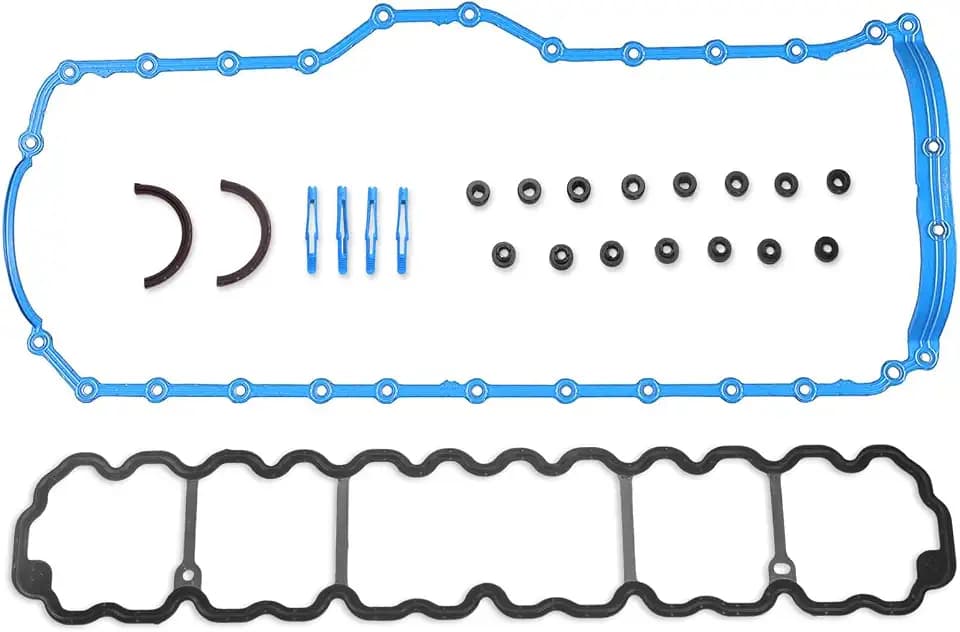 Oil Pan Gasket OS34308R VS50458R, Compatible with 2000-2001 Jeep Cherokee, 2000-2004 Grand Cherokee, 2000-2006 Wrangler TJ 4.0L Oil Pan Gasket Kit