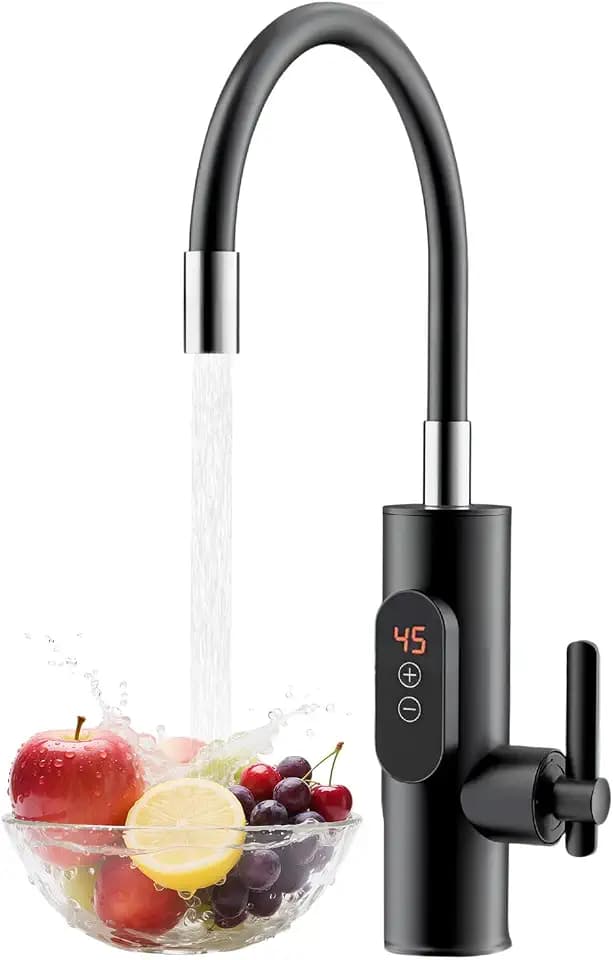 3300W Elektrischer Wasserhahn Durchlauferhitzer Edelstahl LCD Anzeige