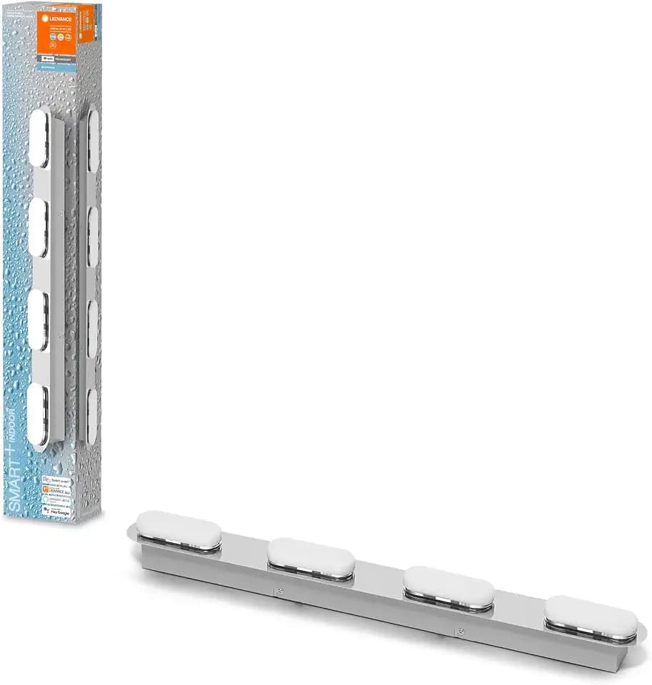 LEDVANCE Smart LED Badezimmerlampe chrome, 27W, 2800LM, 3000-6500K, 58cm, IP44, Orbis Duplo Wandleuchte, Badezimmerleuchte mit Wifi Technologie, dimmbar, steuerbar über App und Sprachassistenten