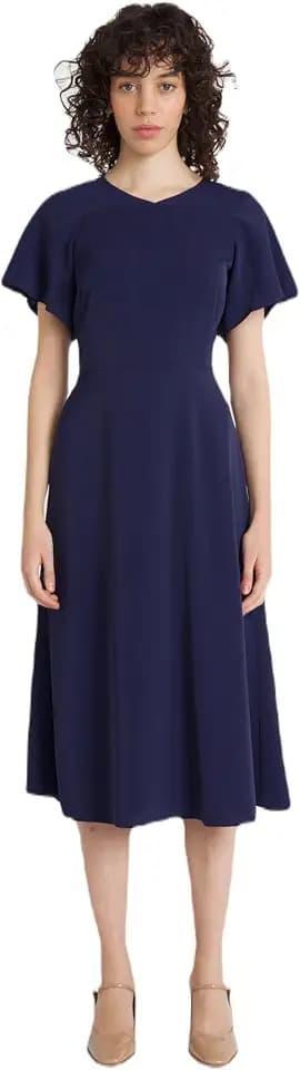 Women's Short Fluter Sleeve Midi Dress