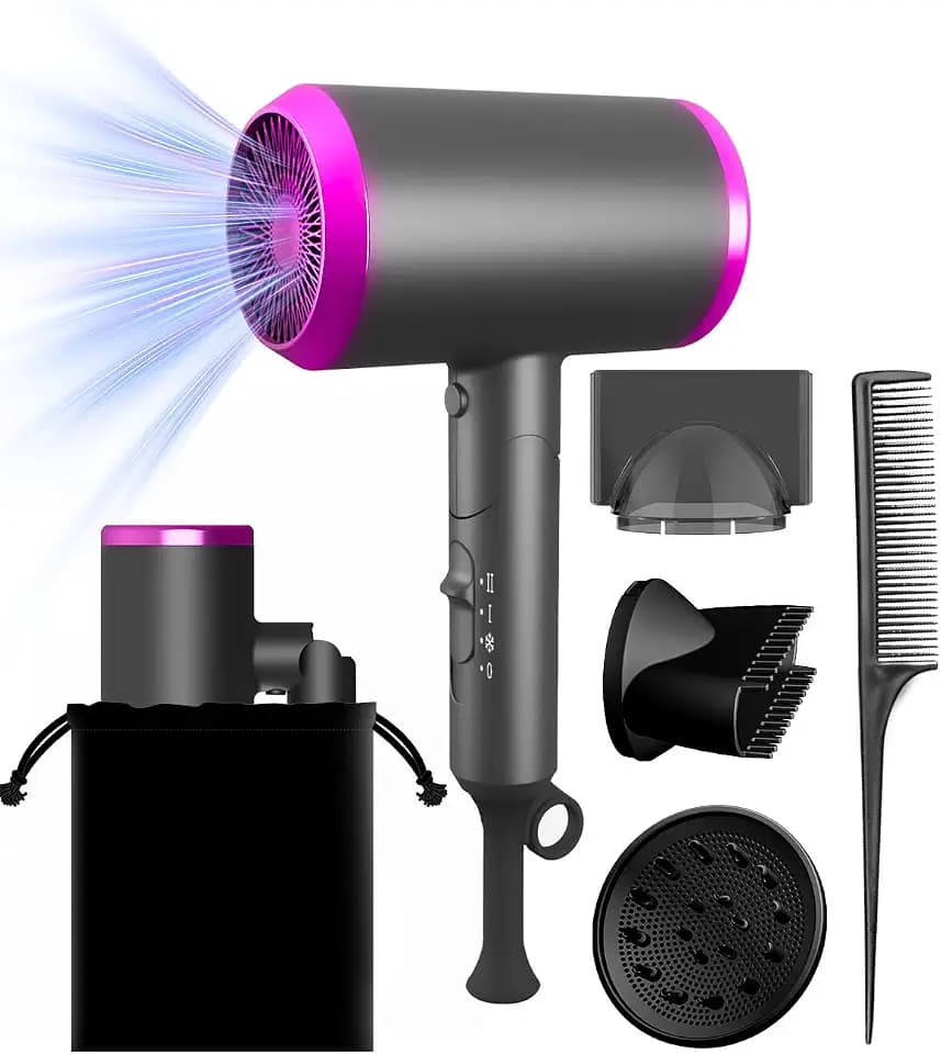 Föhn Reisefön Klappbar, 1800W Föhn Haartrockner Ionen mit Diffusor, 3 Heizstufen, Schnelltrocknender Haartrockner, Unabhängige Kühltaste, Klappbar Ionen Föhn für Zuhause und Salon