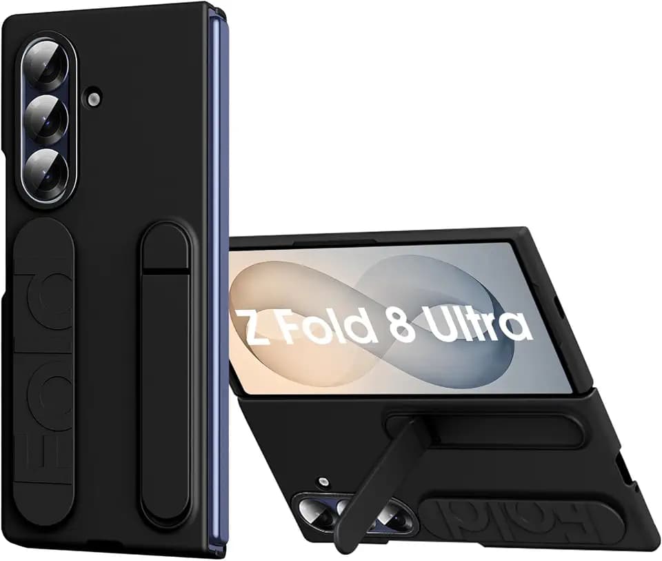 Case Compatible with Samsung Galaxy Z Fold 8 Ultra, Shock-Absorbing Foldable Phone Case with Wrist Strap and Kickstand，Black：Samsung Z Fold 8 Ultra