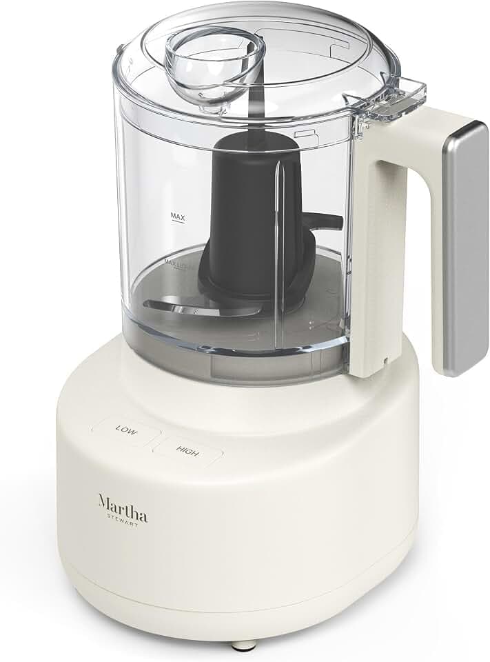 Martha Stewart 3 Cup Electric Vegetable Chopper, Mini Food Processor, Linen