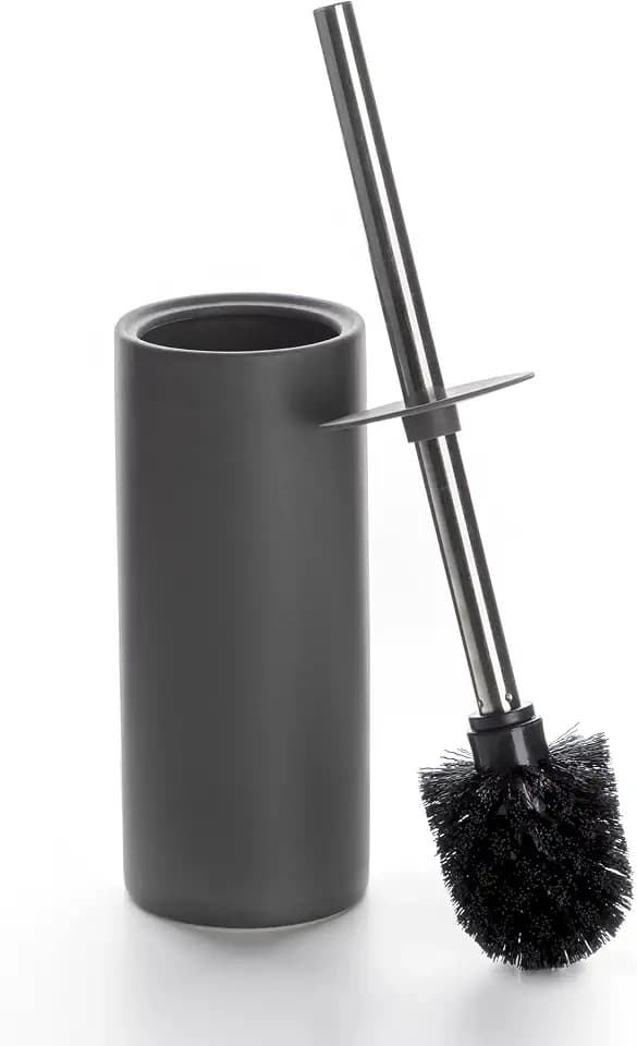 Matt Gray Ceramic Toilet Brush and Holder Set