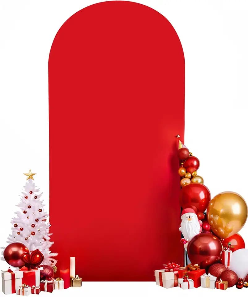 Hemmotop Red Arch Cover Stretchy Backdrop 7.2 ft