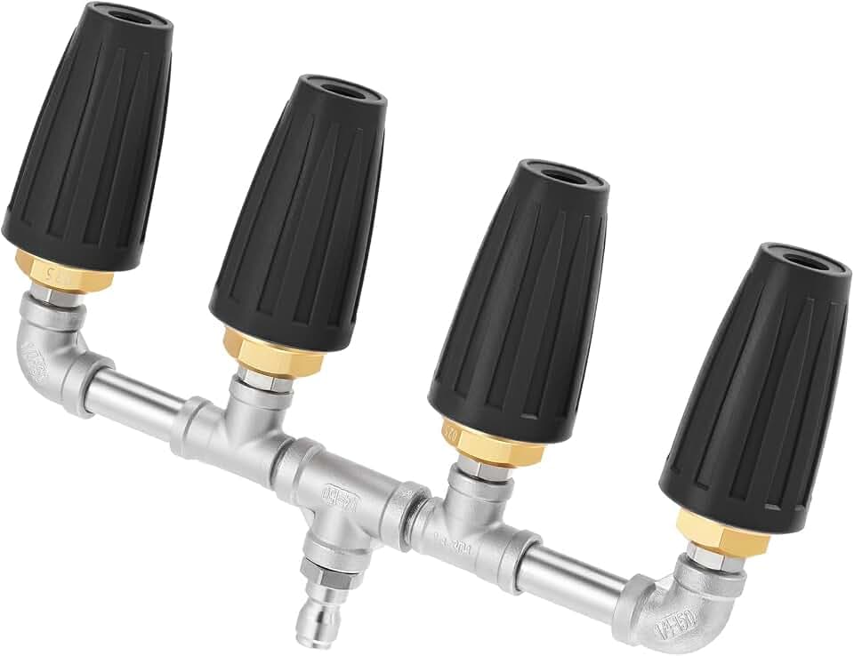 4-in-1 Turbo Nozzle Pressure Washer 4000 PSI 360° Rotating Turbo Nozzle with 1/4" Quick Connector 2.5 Orifice Quadruple Tips (Black)