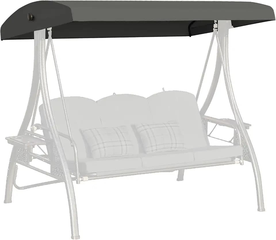 Outdoor Swing Canopy Replacement Cover (Grey, 76.8x47.2x9.1in)