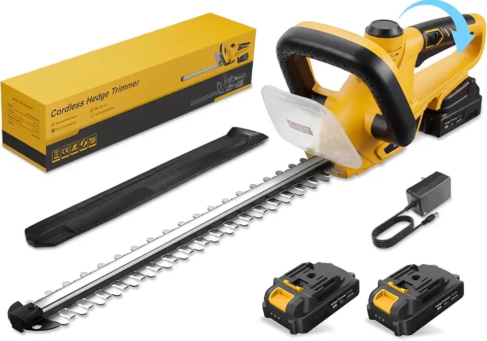 20" Hedge Trimmer Cordless with 2x2.0Ah Battery for Yard, 5/8'' Blade Gap