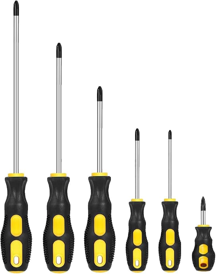 6-Piece Magnetic Phillips Screwdriver Set, Professional Cushion Grip | Cross Head Screwdrivers Hand Tool Set