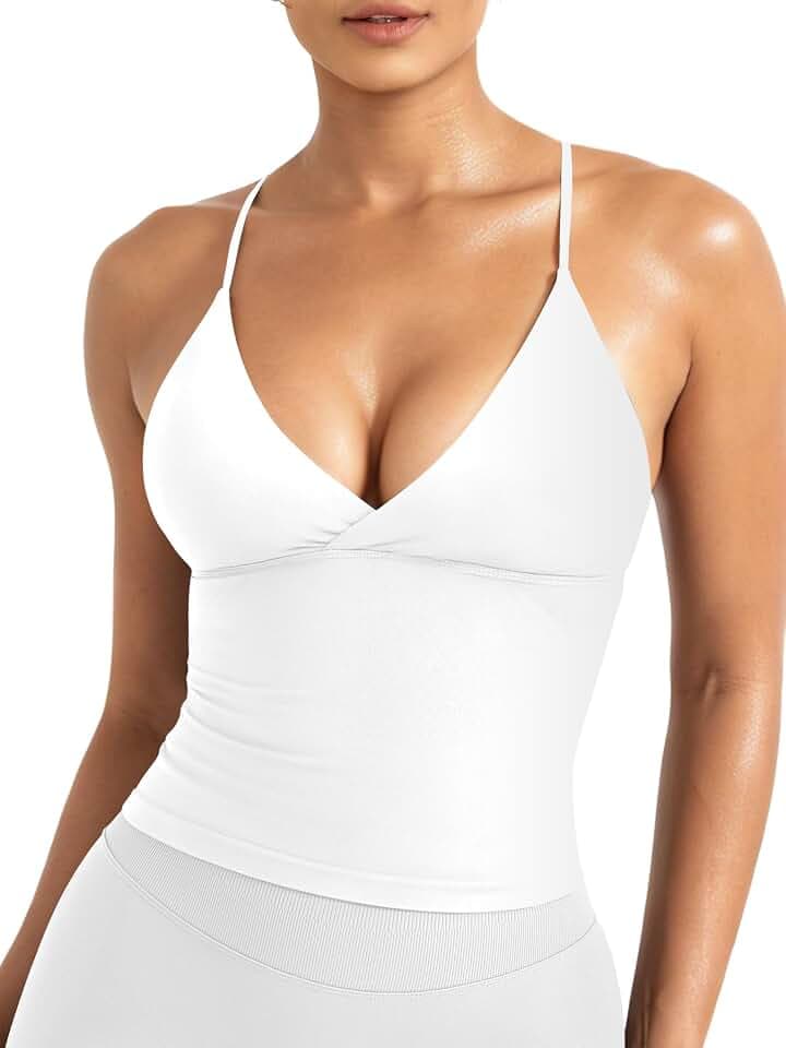 YEOREO LuxFlow Workout Tank Top Twist Front Sports Bra Pads Straps Camisole