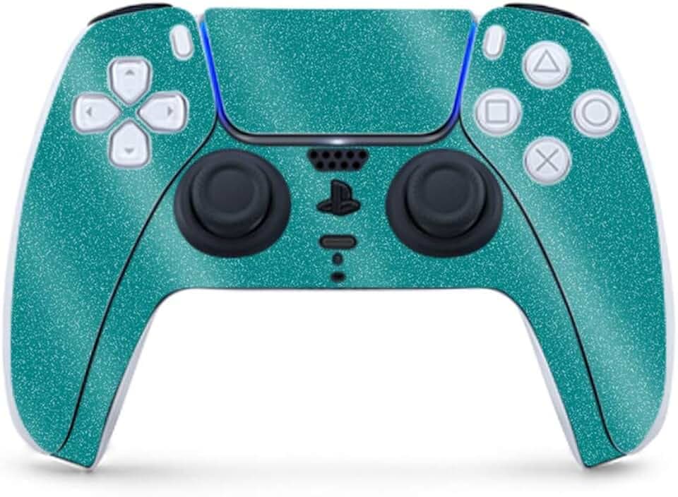 MightySkins Glossy Glitter Gaming Skin for PS5 / PlayStation 5 Controller - Solid Teal | Durable High-Gloss Glitter Finish | Easy to Apply and Change Style | Made in The USA
