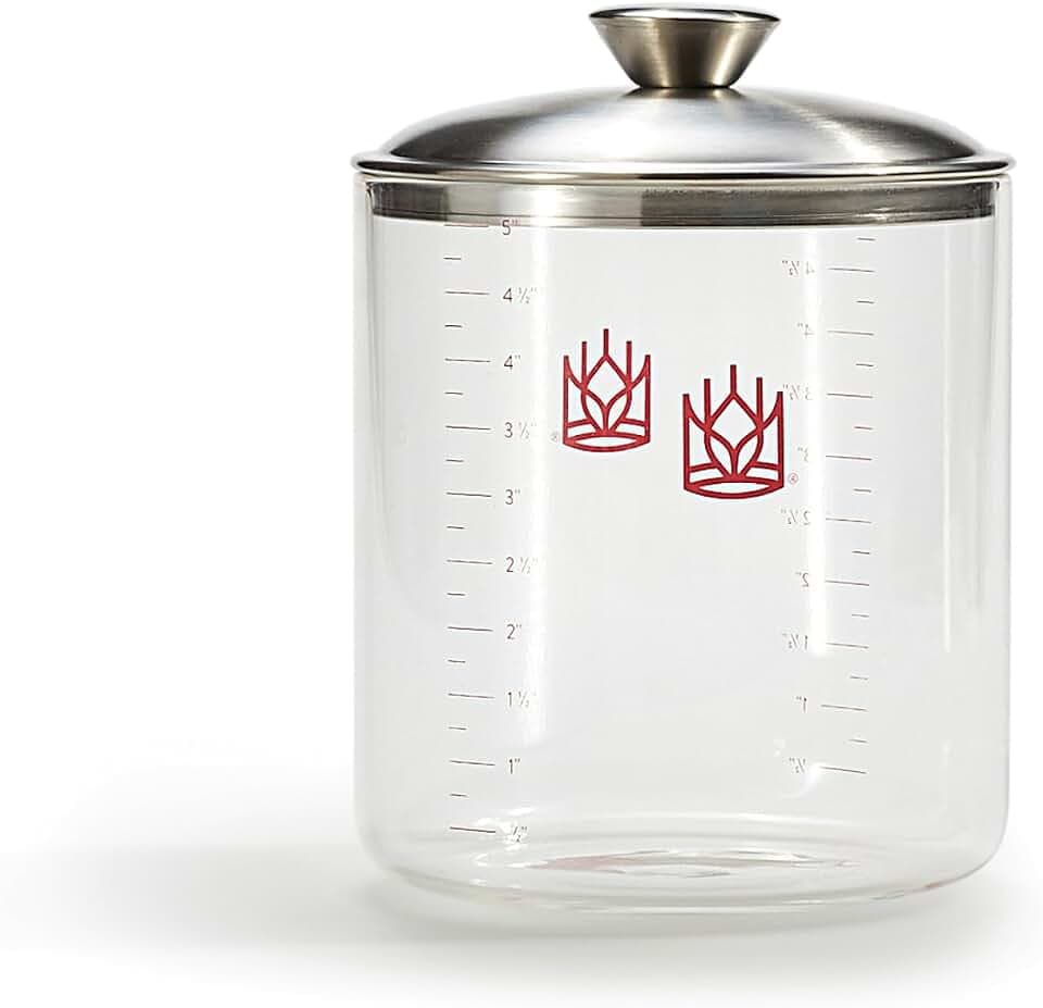King Arthur Baking Company Glass Sourdough Crock with Lid, 1.5-Quart Capacity