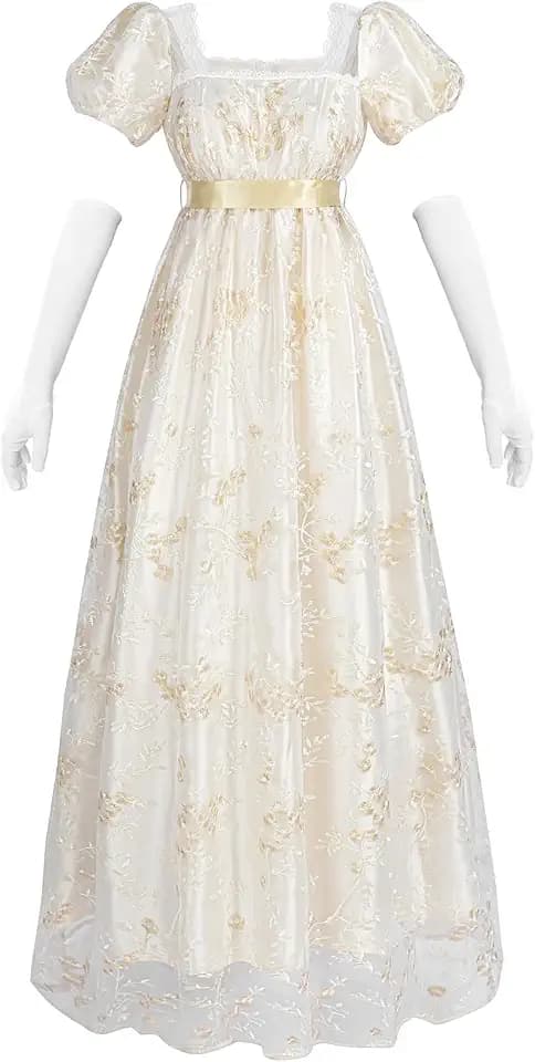 LTAKK Regency Dress Women Empire Waist Ball Gowns Tea Party Costume