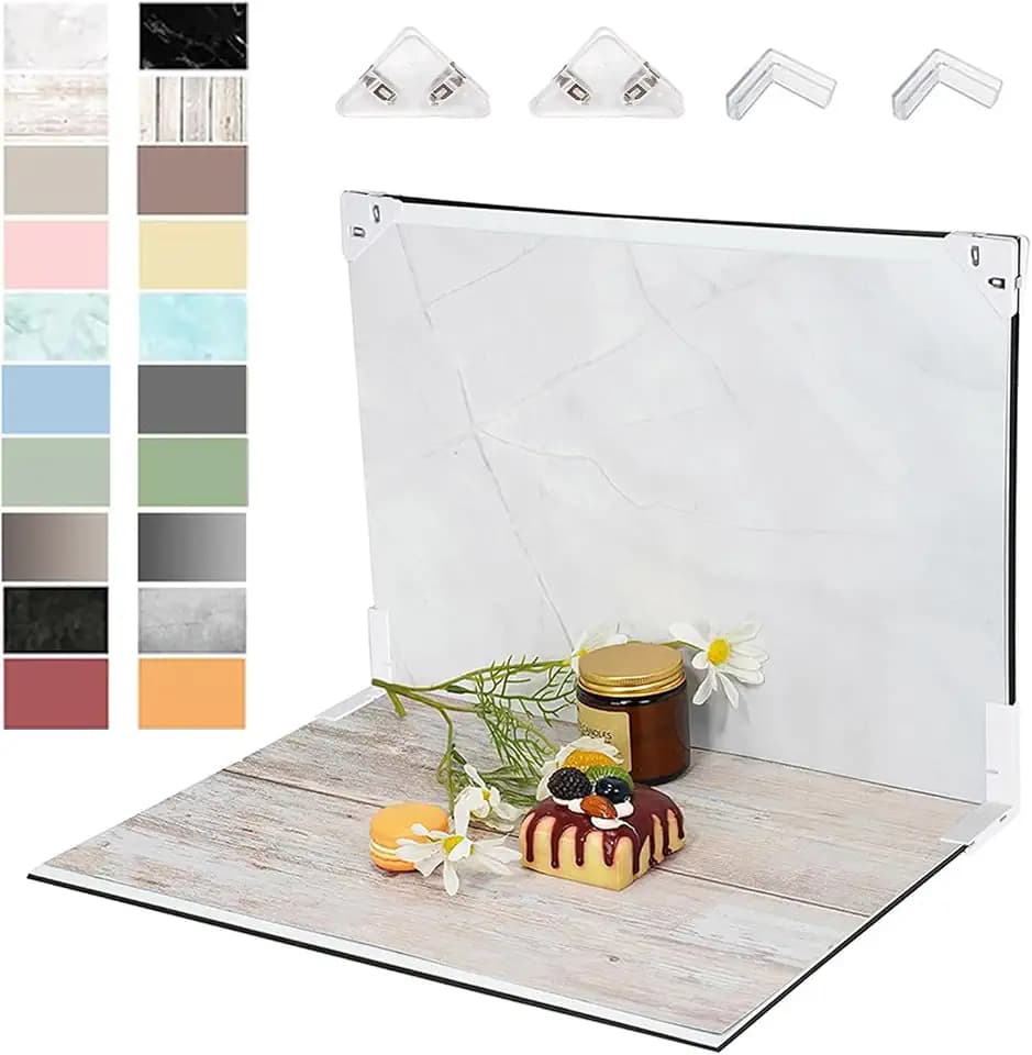 10 Stück Fotografie Hintergrund Boards Set - 42x29cm Doppelseitiges Hintergrundpapier, 20 Muster, Fotohintergründe für Lebensmittelfotografie, Flache Requisiten für Schmuck, Kosmetik, Make-up