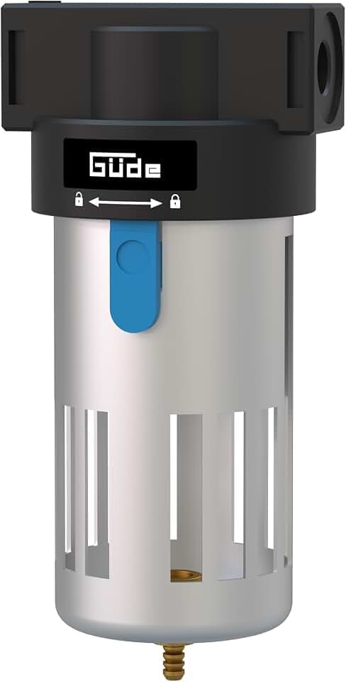 Güde Filter-Wasserabscheider 1/4 (Anschlussgewinde IG 1/4", max. Arbeitsdruck 10 bar, zum Anbau an Kompressoren/Druckluftleitungen, mit Ablassventil)