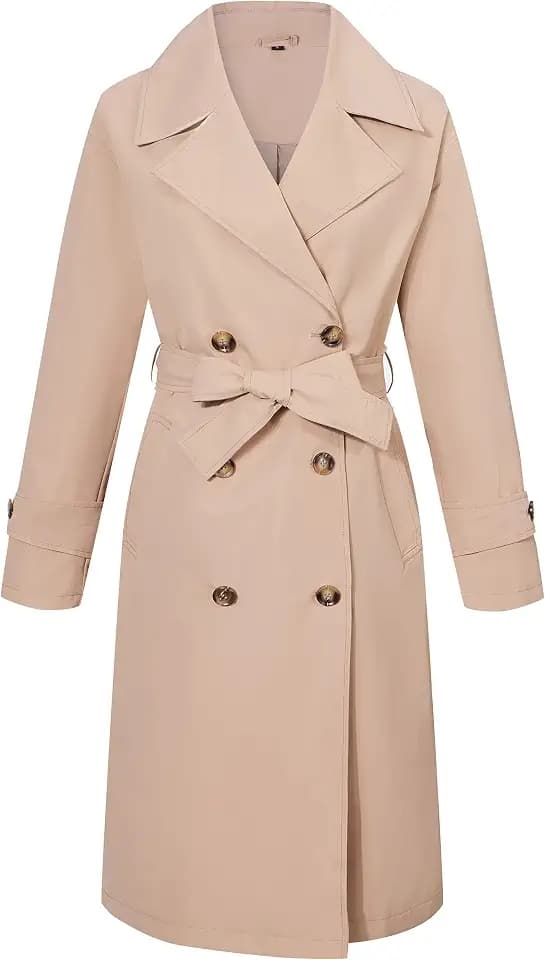 RISISSIDA Women Double-Breasted Trench Coats Water Resistant
