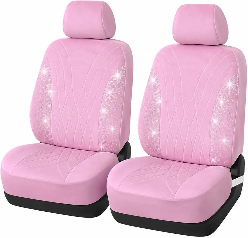 AUTOYOUTH Pink Bling Car Seat Covers Cute Sparkling Front Seat Covers