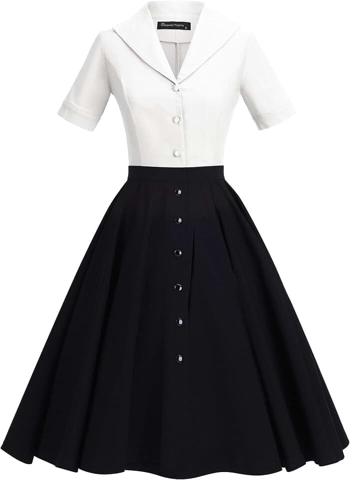 GownTown Women Splicing Swing Dress Party Picnic Cocktail Dress