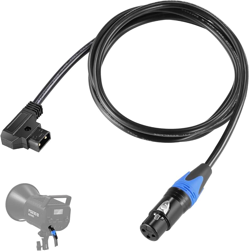 NEEWER D Tap Male to 3 Pin XLR Female Power Cable 6ft/1.8m for Continuous Video Lighting Power Supply by V Mount Batteries, Only FS150 FS150B FS230 FS230B LED Video Light, NC009