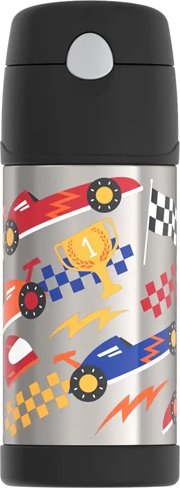THERMOS FUNTAINER Water Bottle with Straw, 12oz, Hot Rods