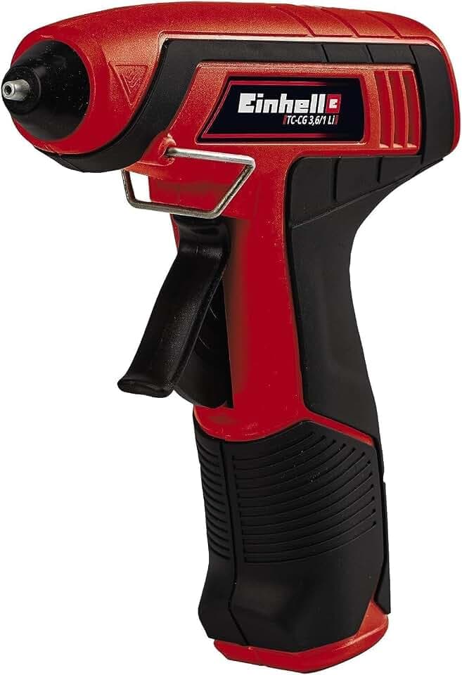 Einhell Akku-Heißklebepistole TC-CG 3,6/1 Li (Lithium-Ionen, max. 160 °C, 150 mm Klebestiftlänge, Anti-Tropf-System, 30 Sekunden Aufheizzeit, inkl. Metallbox, Ladegerät und 4 Heißklebestiften)