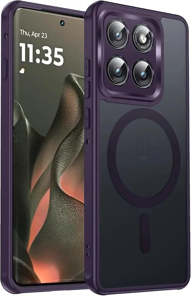 LeYi for Motorola Edge-2025 Case: [Mag-Safe Fit] Magnetic Cover, Raised Camera Guard, Matte Translucent Slim Soft-Touch Textured Protector Case for Motorola Edge 2025 Unlocked Smartphone, Purple
