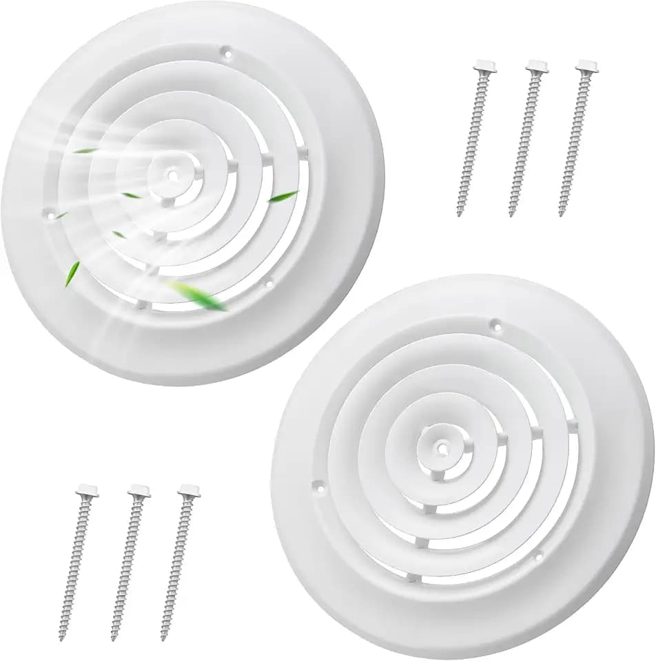 INMOZATA 2 PCS 10 Inch Air Vent Cover,Round Ceiling Vent Covers with Screws,White Heater HVAC Vent Register Exhaust Fan Cover Replacement for Home Ceiling Office Bathroom Ventilation Use