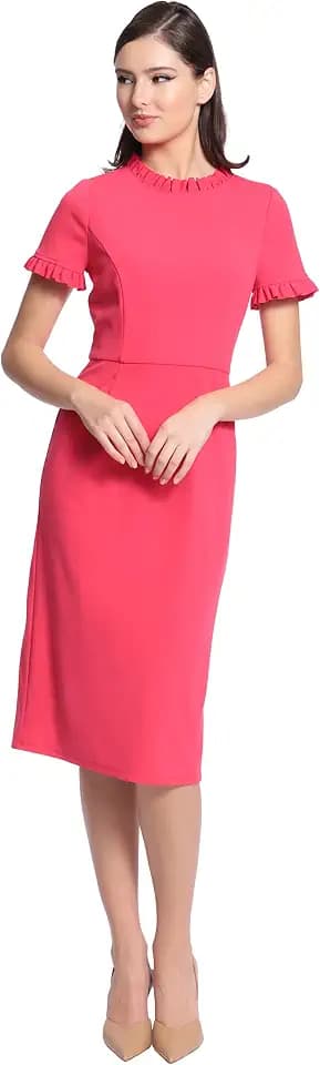 Maggy London Women's Maggy London Women's Dresses Ruffle Collar Slant Pocket Sheath Dress